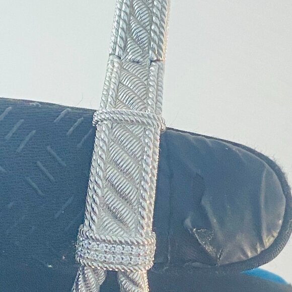 Vintage Judith Ripka Sterling Silver Cuff–Braided CZ Rope Design | 925 Thailand - Picture 4 of 14